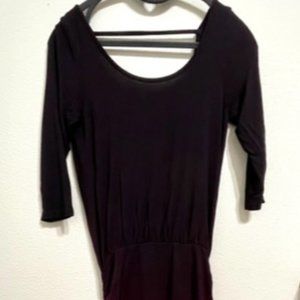 Young Fabulous & Broke dress S ruched deep backless bodycon side slits Plum maxi